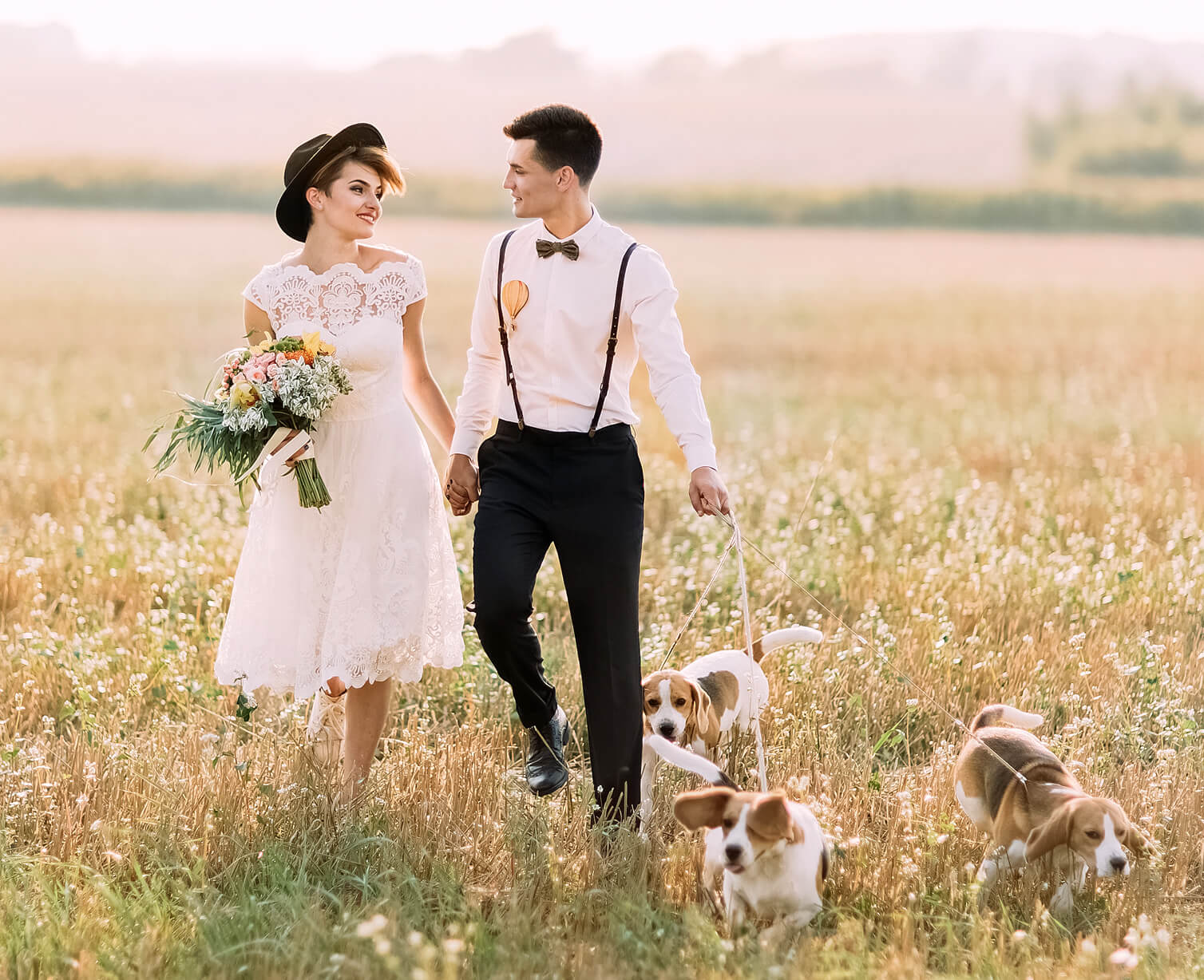 couple eloping in Colorado with dogs