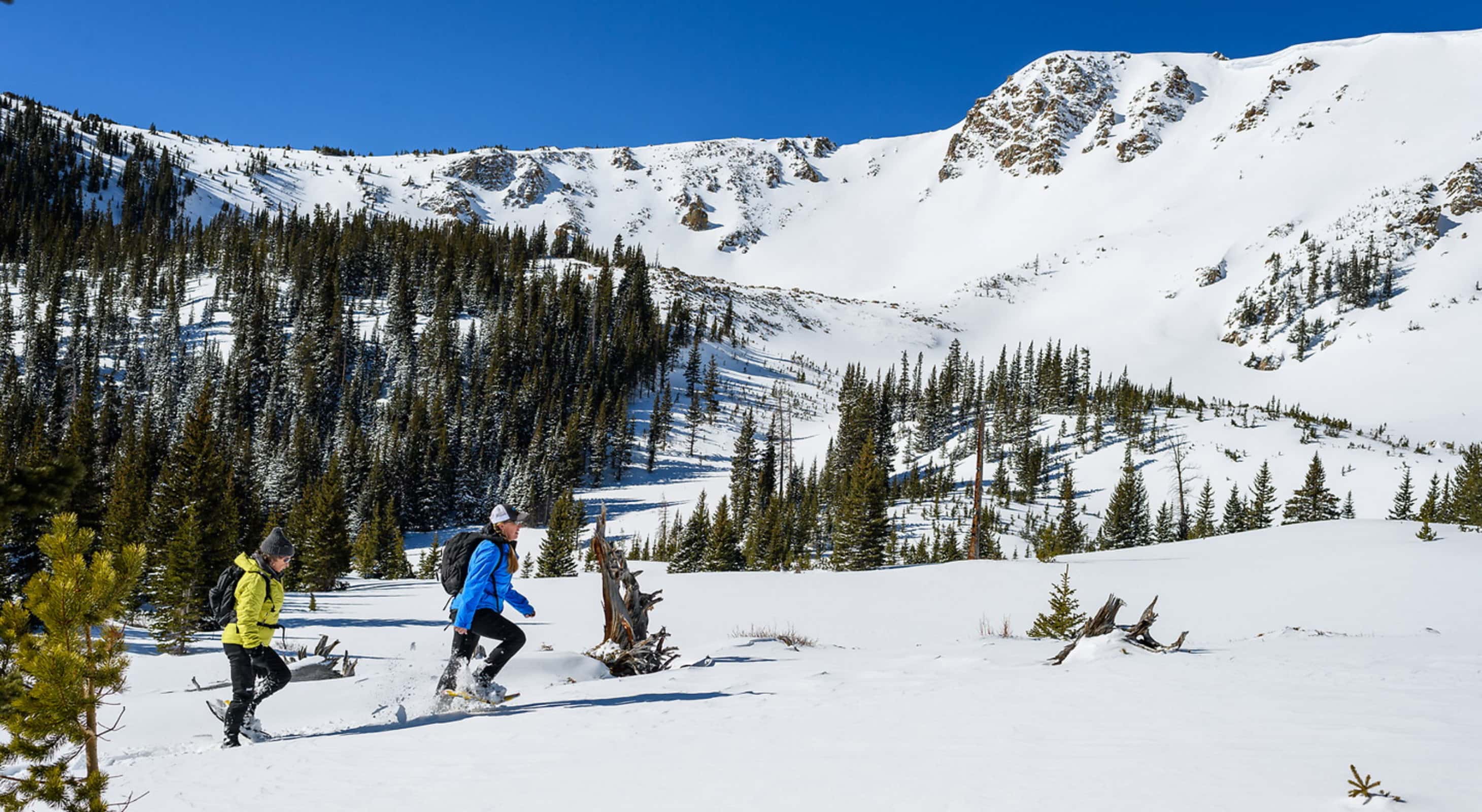 Snowshoeing through the Colorado mountains