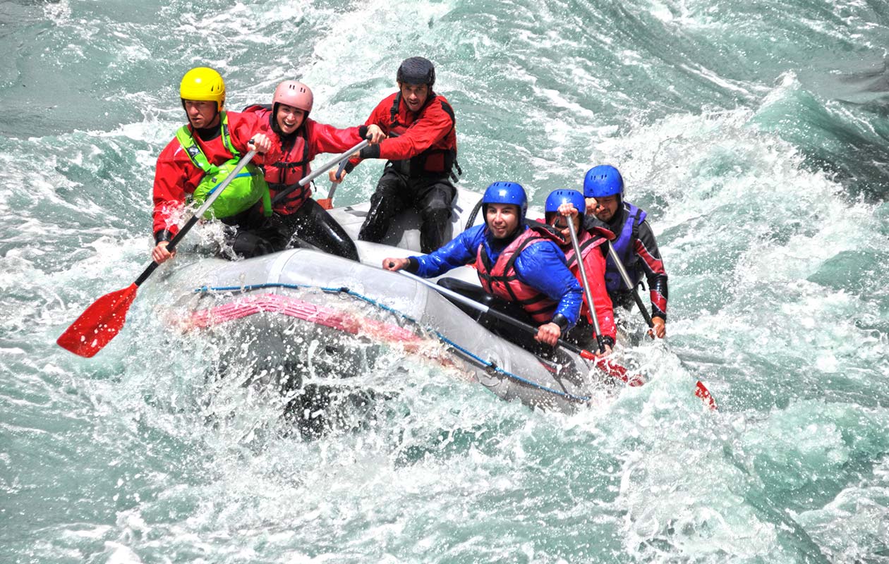 White water rafting on the rapids